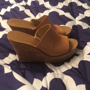 C Wonder leather and cork wedge